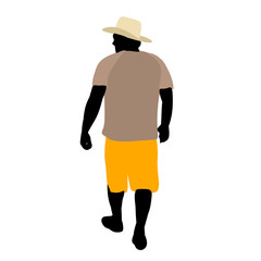  silhouette in colored clothes, man in hat