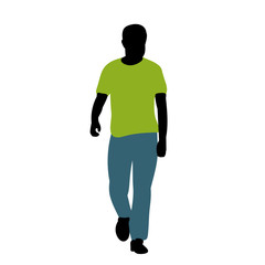 Fototapeta na wymiar vector, isolated, silhouette in color clothes, the guy is walking