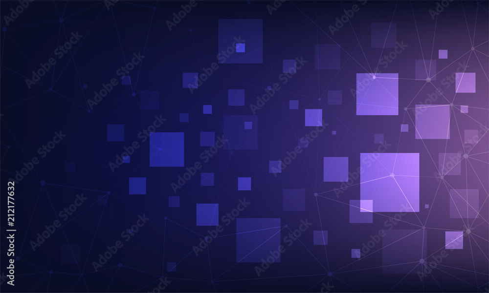 Canvas Prints futuristic ultraviolet background of blockchain technology concept.