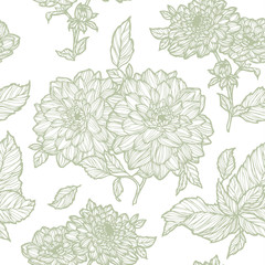 Seamless pattern with chrysanthemum flowers ornament