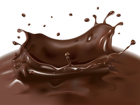 Close up of chocolate splash. 3D realistic view.