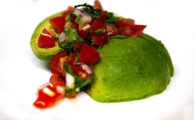 Avocado topped with Pico De Gallo