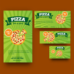 Green template or coupon set for Pizza or Fast Food corner.
