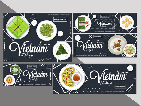 Creative coupon or voucher set for Vietnam cuisine restaurant.
