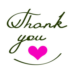 Thank you lettering with a heart to thank somebody you love to thank