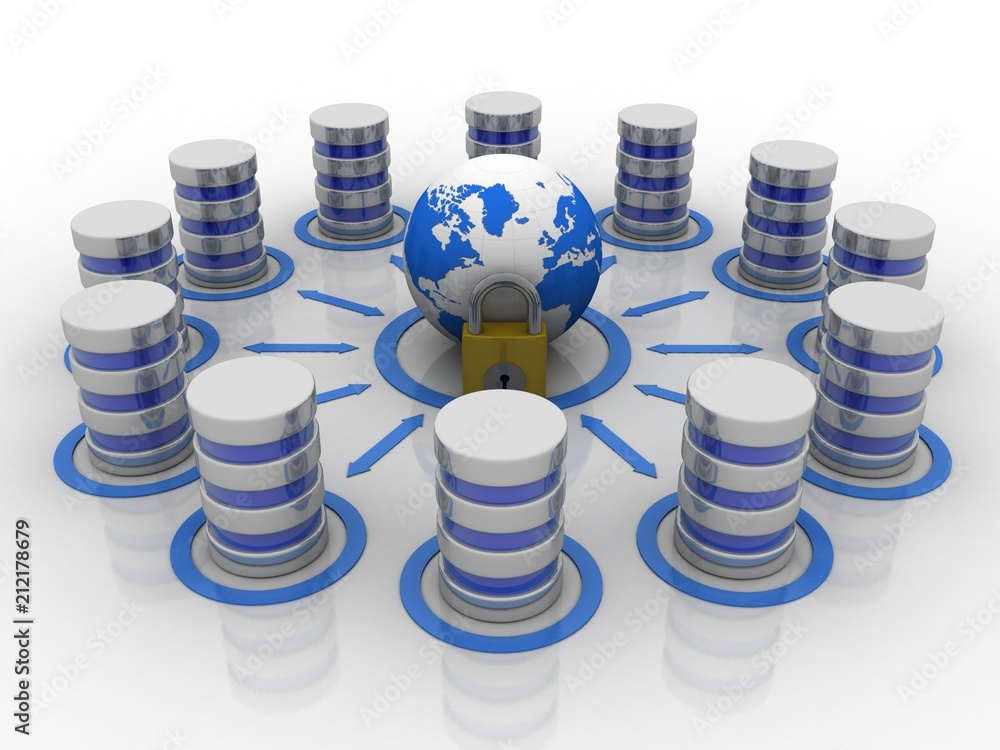 Aufkleber 3d rendering database storage data base
