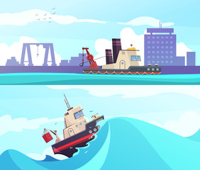 Fototapeta premium Nautical Horizontal Banners