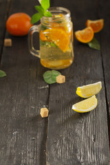 Refreshing summer cocktail with crushed ice and citrus fruits