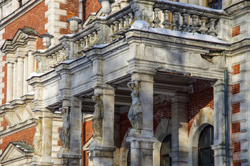 BYKOVO, MOSCOW REGION, RUSSIA - March, 2018: Manor Bykovo. Caryatid at the main palace