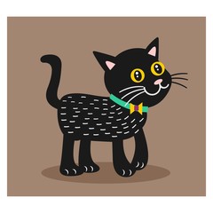 cute adorable black cat mascot character cartoon