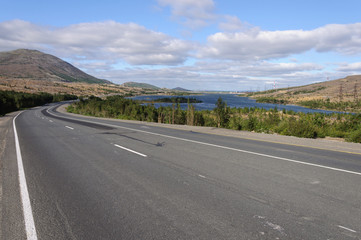 Asphalt road in North Russia