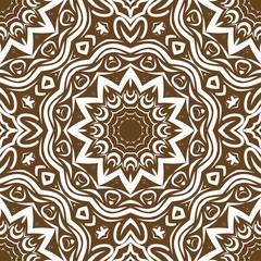 Floral Geometric Pattern with hand-drawing Mandala. Vector super illustration. For fabric, textile, bandana, scarg, print