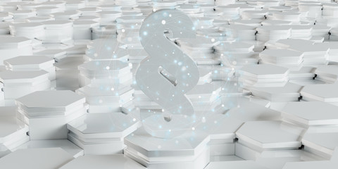 White law icon hexagons background 3D rendering