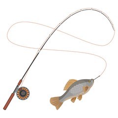 Fishing rod with caught limbless animal vector illustration © Shanvood
