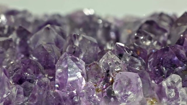 video with small violet amethyst crystals