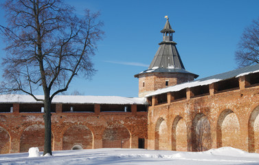 ZARAYSK, RUSSIA - March, 2018: Zaraisk Kremlin on a sunny day