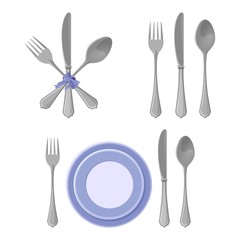 Kitchenware collection, isolated on white backdrop vector illustration