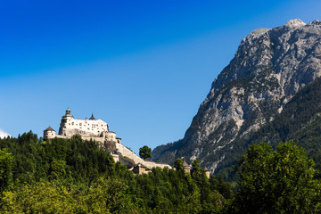 View of the hohenwerfen castle in Austria.