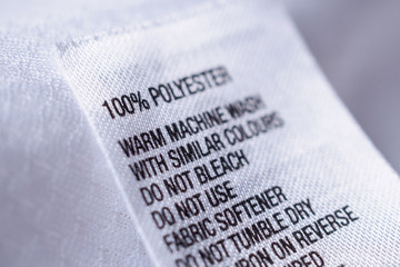 Polyester fabric Clothing label with laundry instructions