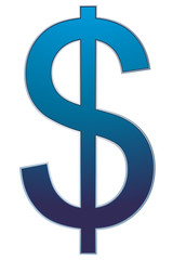 Símbolo de dolar azul.