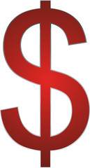 Símbolo de dolar rojo.