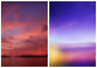 Fototapeta premium Two Blurred Skies Background for Your Graphics Design - Colorful Sunshine and Sunrise Illustration, Vector