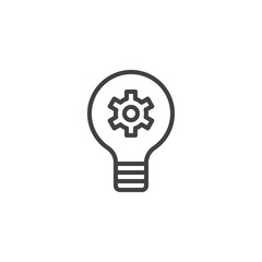 Light bulb and gear outline icon. linear style sign for mobile concept and web design. Working idea simple line vector icon. Symbol, logo illustration. Pixel perfect vector graphics
