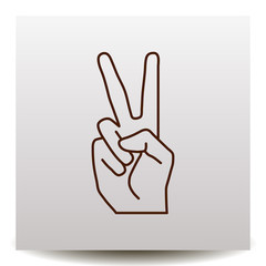 Peace or victory hand gesture line vector icon