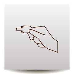 Hand holding american electronic key line vector icon