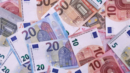 Obraz premium background of lots mixed euro bills.