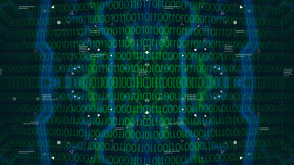 Obraz premium HUD interface Kaleidoscope Pattern. Technology geometry Geometric Texture. Digital technology. Abstract. 3D illustration. Printed circuit board. Stylish holographic.