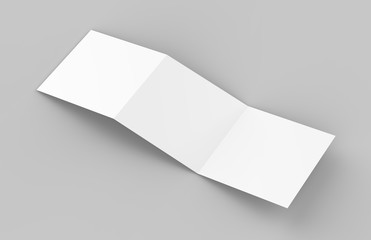Square Tri-Fold Brochure Mock-up on Isolated White Background, 3D Illustration