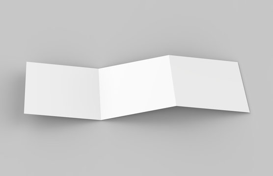 Square Tri-Fold Brochure Mock-up on Isolated White Background, 3D Illustration