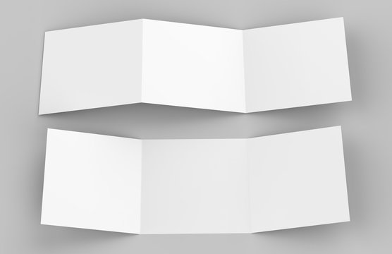 Square Tri-Fold Brochure Mock-up on Isolated White Background, 3D Illustration