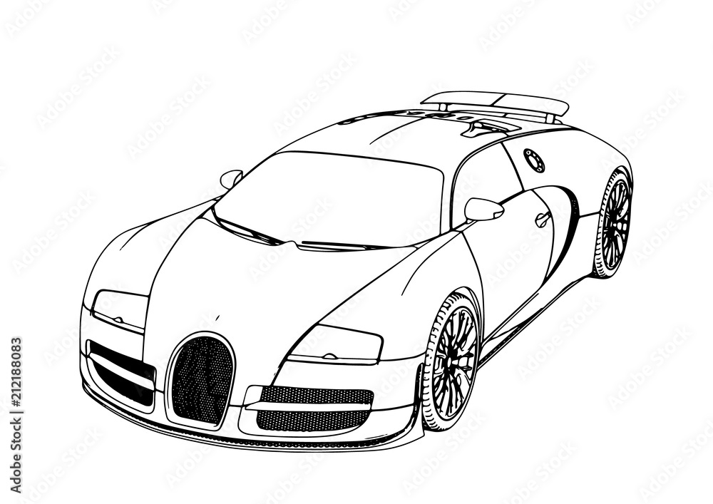 Wall mural sketch of a sports car vector