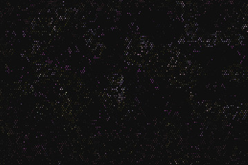 Dark background with glowing dots, circles. Abstract lights, universe, galaxy. Space pattern. Vector illustration