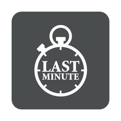 Icono plano cronometro LAST MINUTE en cuadrado gris