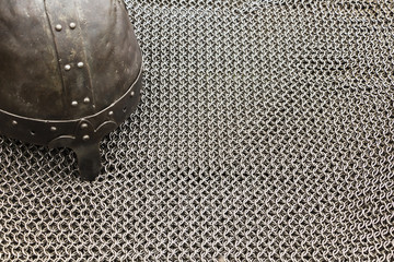Medieval knight's armor mail frame. Texture of chainmail of a medieval armor knight, Pattern,...