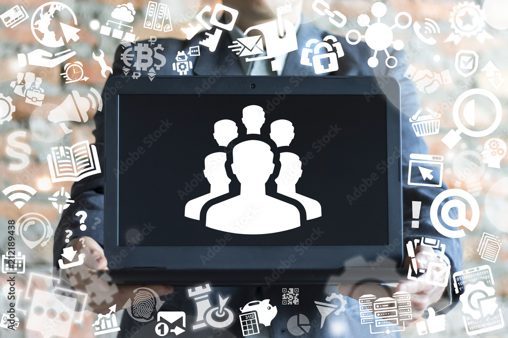 Poster social people communication. digital networking humans connection messaging mobile web concept. busi