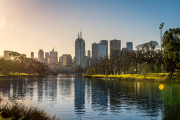 Fototapeta na wymiar Melbourne City Skyline and Yarra River
