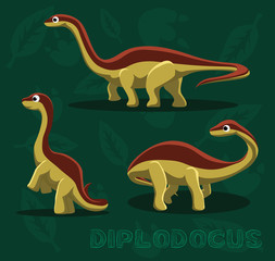 Dinosaur Diplodocus Cartoon Vector Illustration