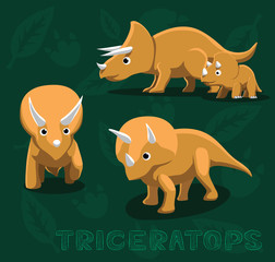 Dinosaur Triceratops Cartoon Vector Illustration © bullet_chained
