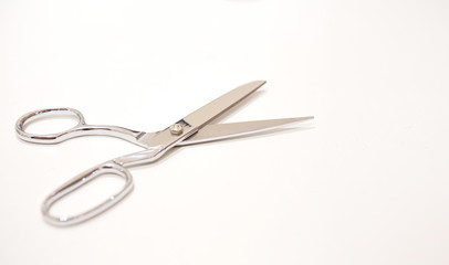 Stainless scissors. Scissors Isolated on white background. Selective focus.