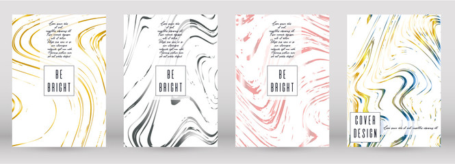 Trendy Marble Cover Design for your Business with Abstract Lines. Futuristic Poster, Flyer, Layout with Liquid Pattern for Branding, Identity, Annual Report. Vector minimalistic brochure. Luxury.