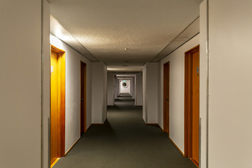 Long corridor of hotel room