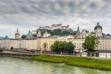 Deurstickers Salzburg city and Salzach river © Sergey Fedoskin