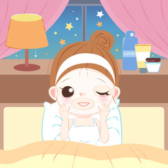 cute cartoon skin care woman