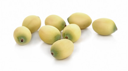 Lotus seeds on white background.