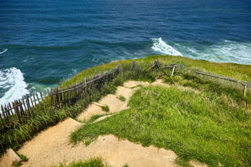 Pointe Saint Barbe of Saint jean de Luz, Basque Country. Atlantic Coast. Coastline, ocean waves,...