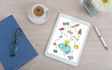 Business idea concept on a digital tablet